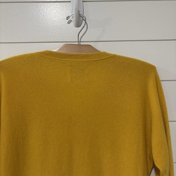 Cynthia Rowley | Cashmere Sweater Yellow V Neck Long Sleeve- Size Medium - Picture 6 of 8